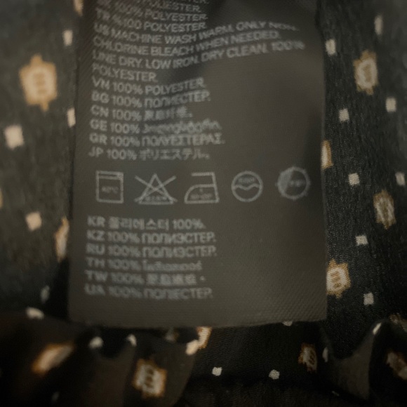 H&M Black Silky Woven Elastic Waist Pull On Gold Club Print Pants Size 4 $30 - Picture 9 of 12